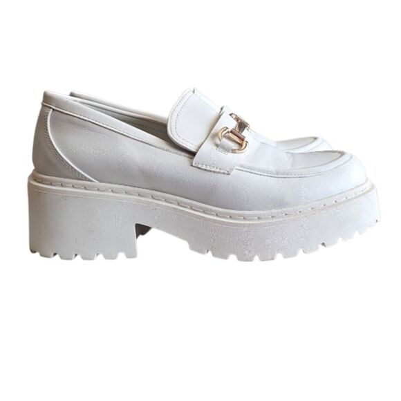 Steve Madden White Platform Loafers Chunky Lug Sole Slip-Ons Sz 10 Y2K Inspired - Picture 5 of 12